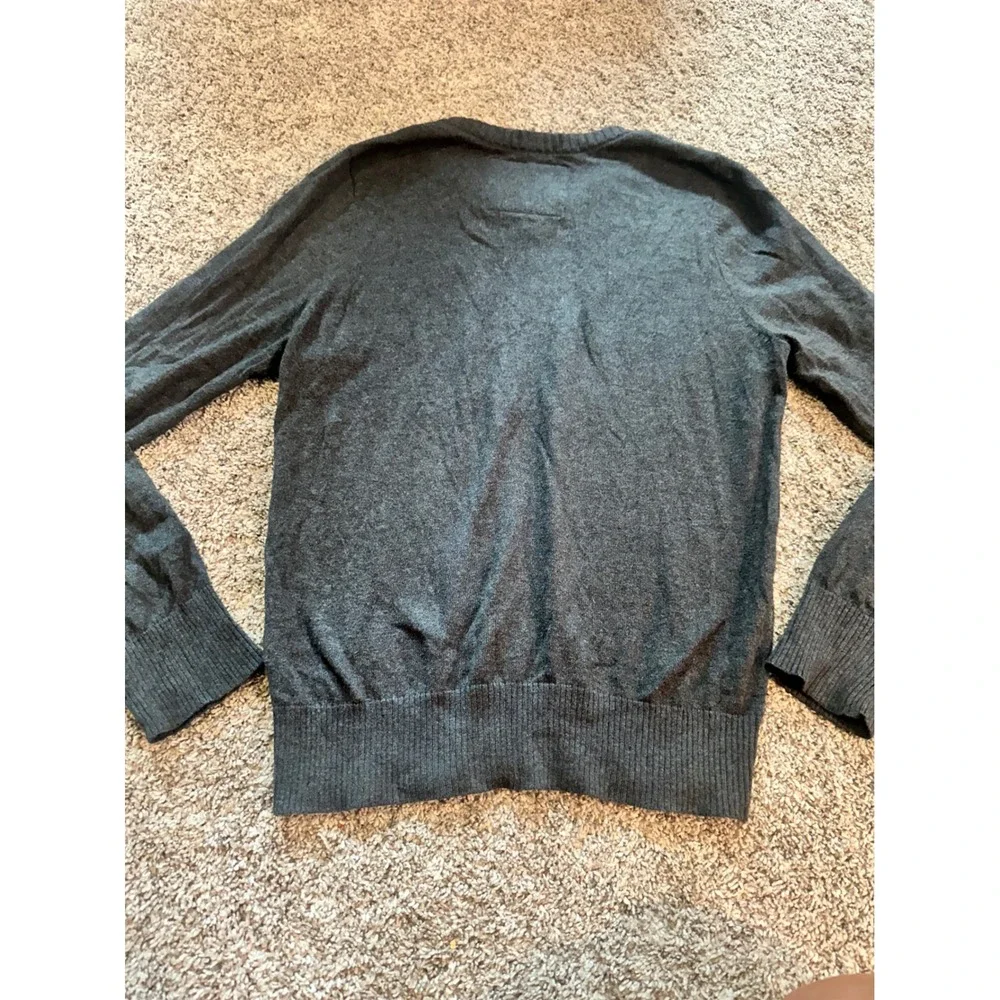 Abercrombie & Fitch Muscle Fit V-Neck Sweater Charcoal Gray Cotton Cashmere M